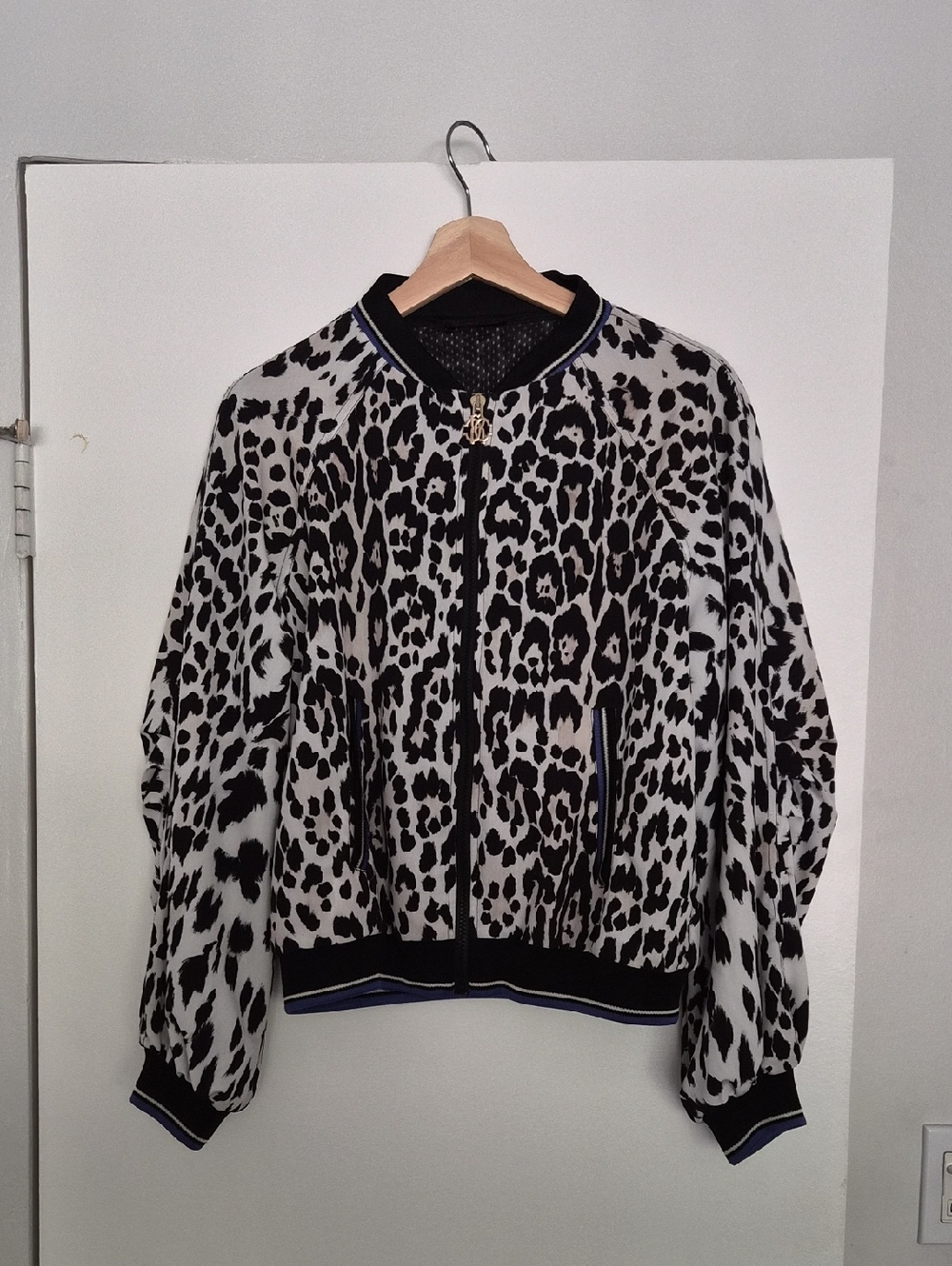 Roberto Cavalli Leopard Print Bomber Jacket